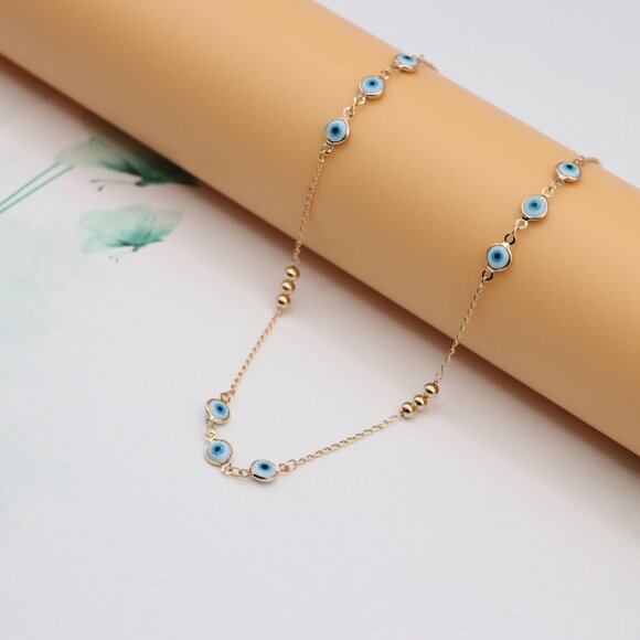 "Rose Gold Evil Eye Necklace with Chain, XPNL0119 - Picture 2 of 12